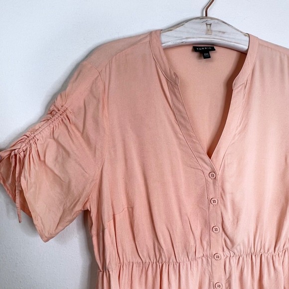 TORRID Womens Blouse Size 00 Peach Rayon Short Sleeve Button Front Top 10 M/L - Picture 6 of 8
